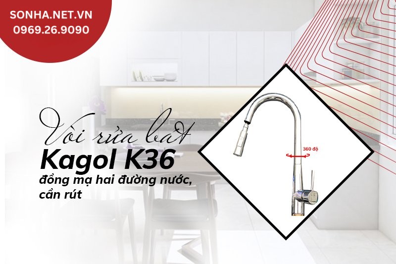  V&ograve;i rửa b&aacute;t Kagol K36 chất liệu cao cấp, thiết kế cần r&uacute;t tiện lợi