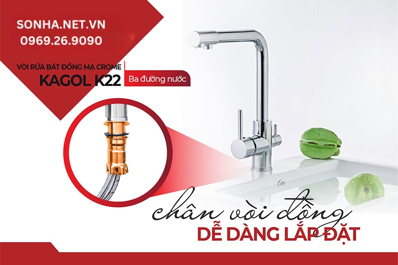Ch&acirc;n v&ograve;i Kagol K22 thiết kế dễ d&agrave;ng lắp đặt