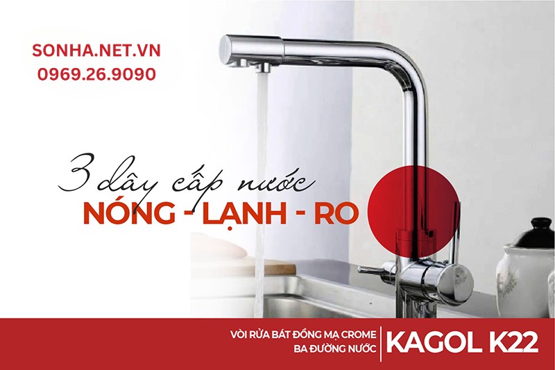 V&ograve;i K22 thuận tiện sử dụng với 3 chế độn nước n&oacute;ng, lạnh v&agrave; RO