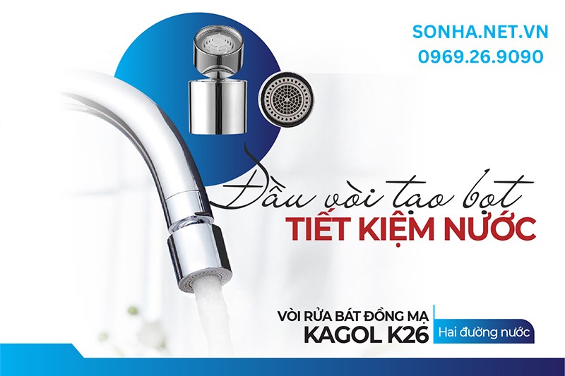 Đầu v&ograve;i Kagol K26 thiết kế tạo bọt, gi&uacute;p tiết kiệm nước hiệu quả