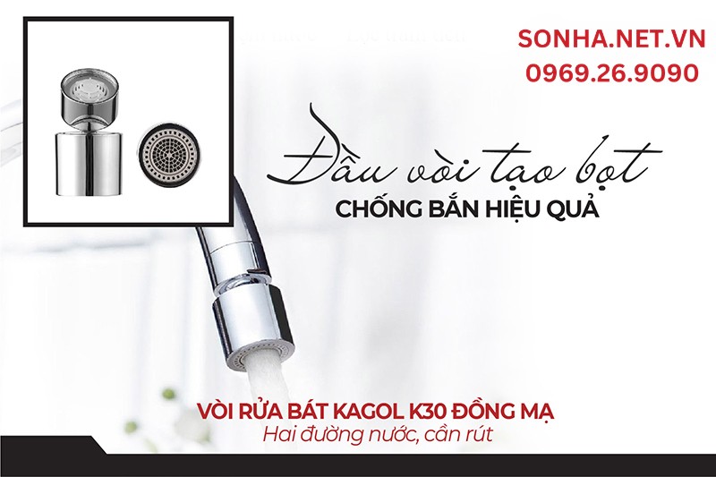 Đầu vòi K30 tạo bọt chống bắn tiết kiệm nước hiệu quả