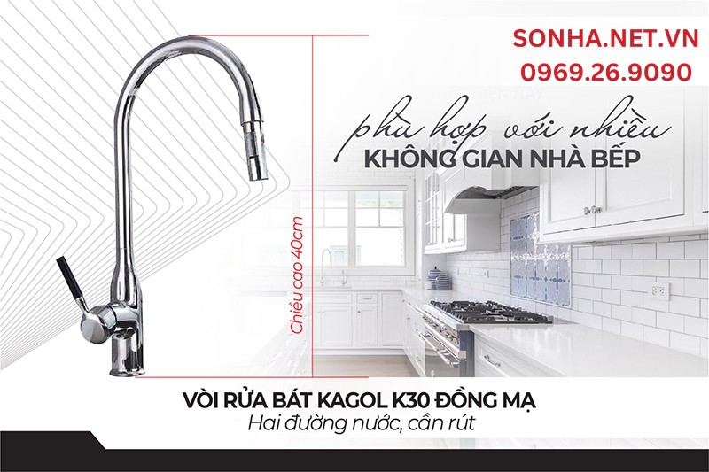 K30 phù hợp lắp đặt mọi không gian bếp