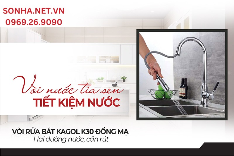 Vòi K30 tạo ra tia sen giúp vệ sinh đồ nhà bếp, bồn rửa nhanh chóng