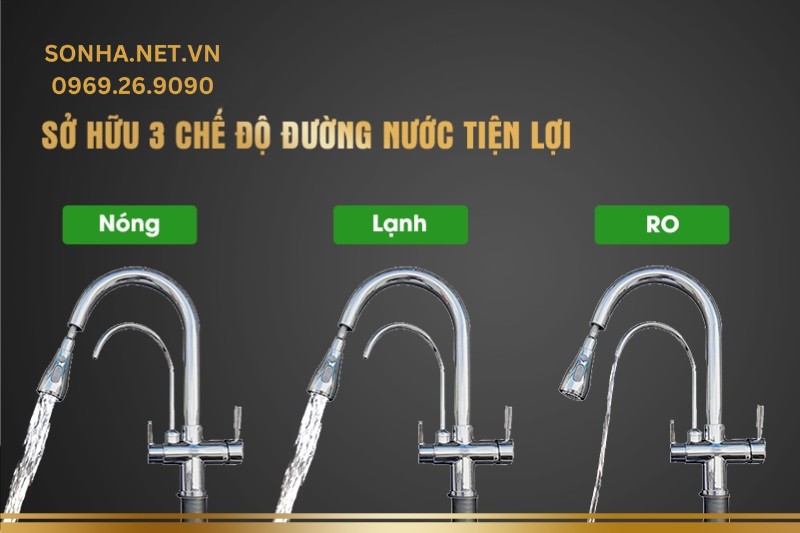 3 chế độ đường nước nóng - lạnh - RO tiện lợi