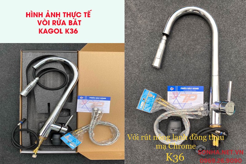 Hình ảnh thực tế vòi rửa bát Kagol K36