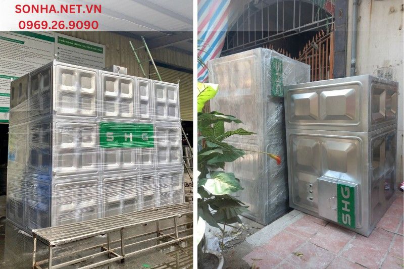 Ảnh thực tế lắp đặt bể nước ngầm Inox SHG cho c&ocirc;ng tr&igrave;nh