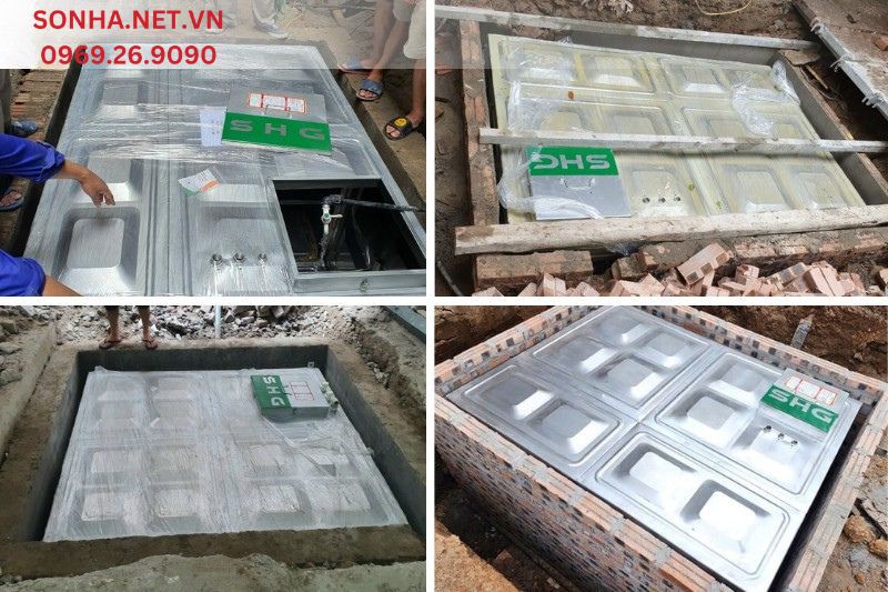Hình ảnh thực tế lắp đặt bể nước ngầm Inox SHG cho công trình