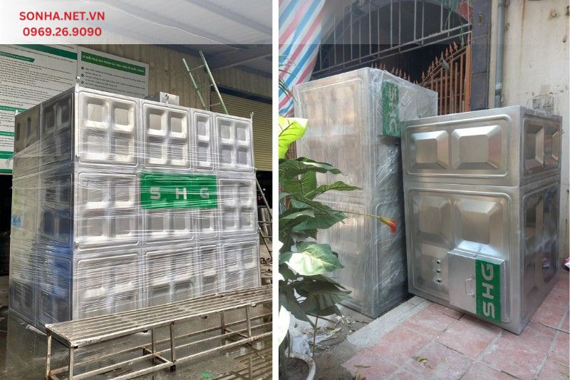 H&igrave;nh ảnh thực tế lắp đặt bể nước ngầm Inox SHG cho c&ocirc;ng tr&igrave;nh