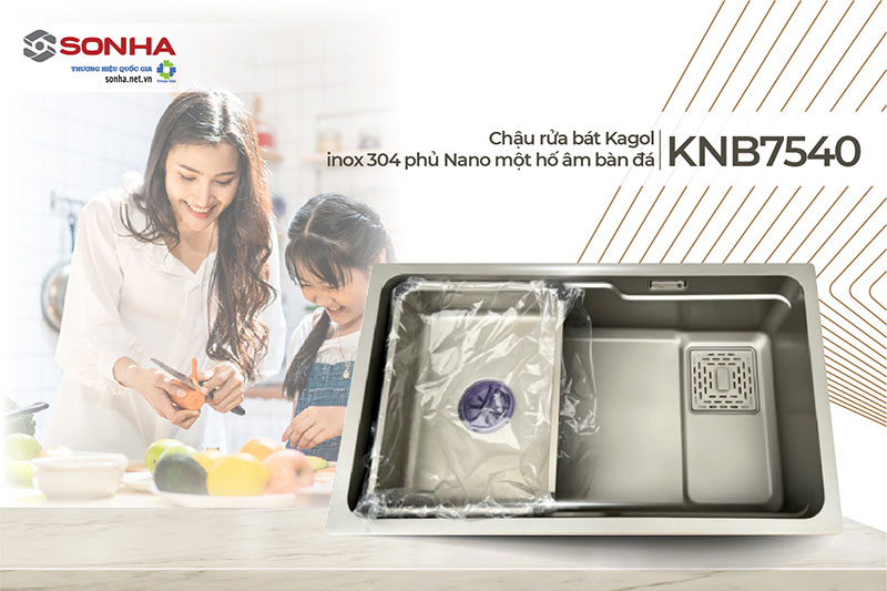 Chậu rửa b&aacute;t 1 hố loại to Kagol KNB7540-304