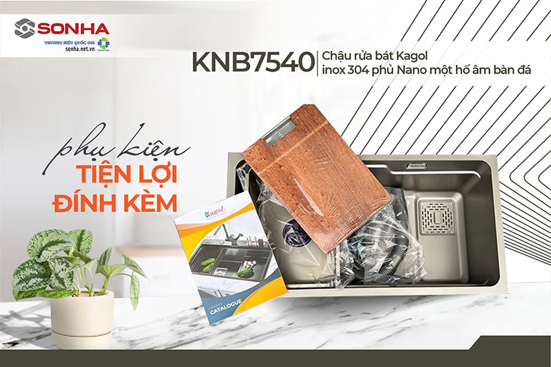 Mua chậu rửa đơn KNB7540-304 tặng k&egrave;m phụ kiện