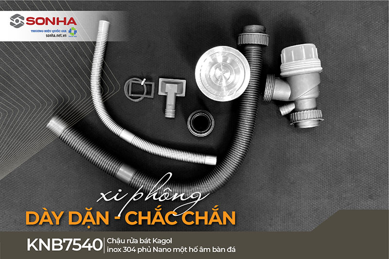 Xi ph&ocirc;ng bồn rửa ch&eacute;n inox KNB7540-304 tho&aacute;t nước tốt