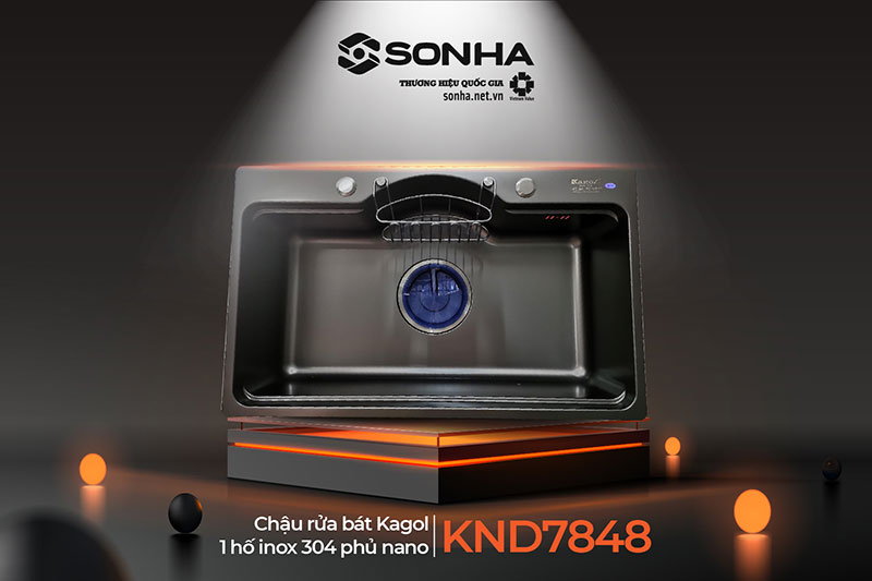 Bồn rửa ch&eacute;n 1 ngăn lớn Kagol KND7848-304
