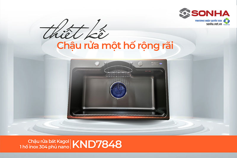 Thiết kế chậu Kagol KND7848 một hố rộng r&atilde;i