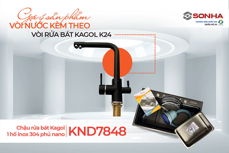 Tiện &iacute;ch sử dụng chậu Kagol KND7848-304 v&agrave; v&ograve;i Kagol K24