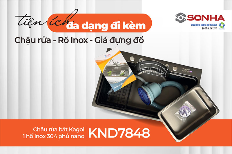 Mua chậu Kagol KND7848-304 tặng k&egrave;m nhiều tiện &iacute;ch
