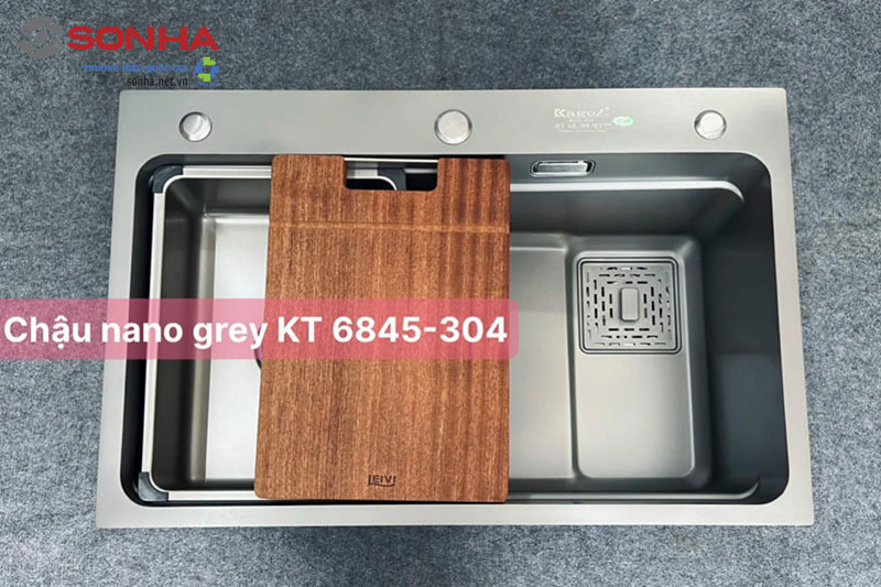 H&igrave;nh ảnh thực tế chậu rửa b&aacute;t 1 hố loại to Kagol KNB6845-304