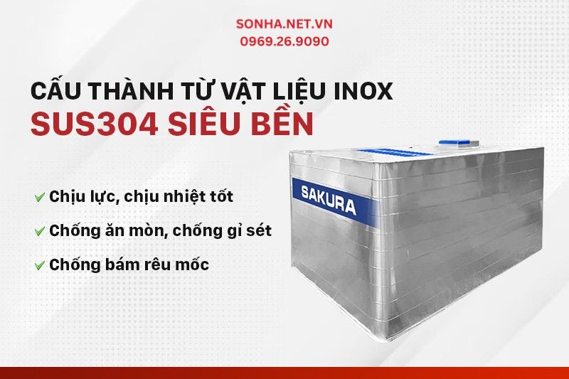Bể đặt nổi Sakura được chế tạo từ inox 304 cao cấp