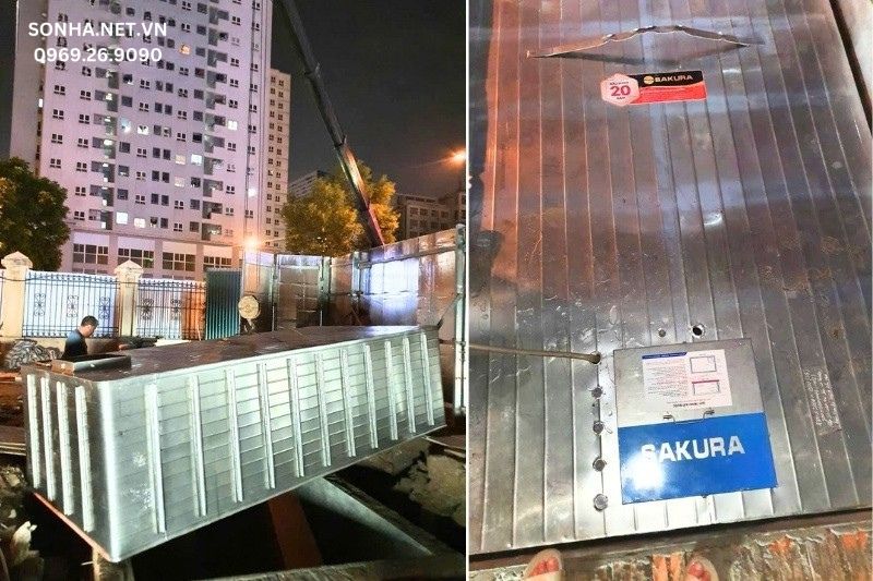 Hình ảnh lắp đặt bể nước inox ngầm