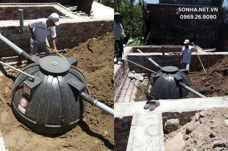 Hình ảnh lắp đặt thực tế bể tự hoại Septic