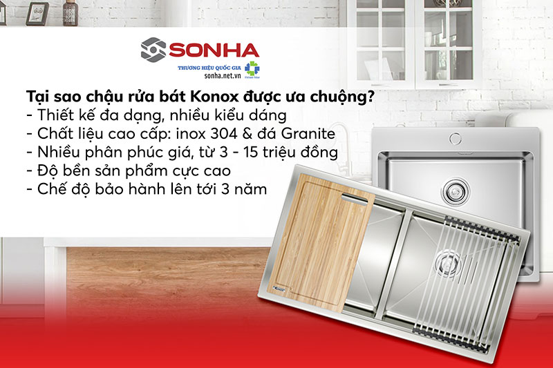 5 ưu điểm chậu rửa Konox được ưa chuộng hiện nay