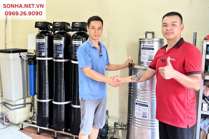 Hình ảnh lắp đặt thực tế hệ thống lọc tổng Sakura SKGK313MC