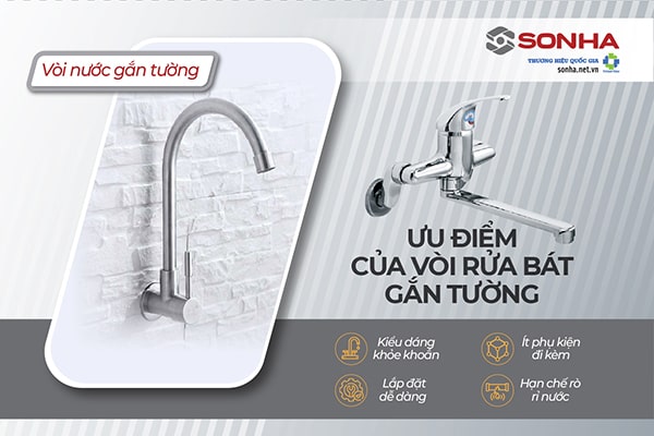 Ưu điểm vòi rửa bát 8KBET hiện đăng mở gắn tường