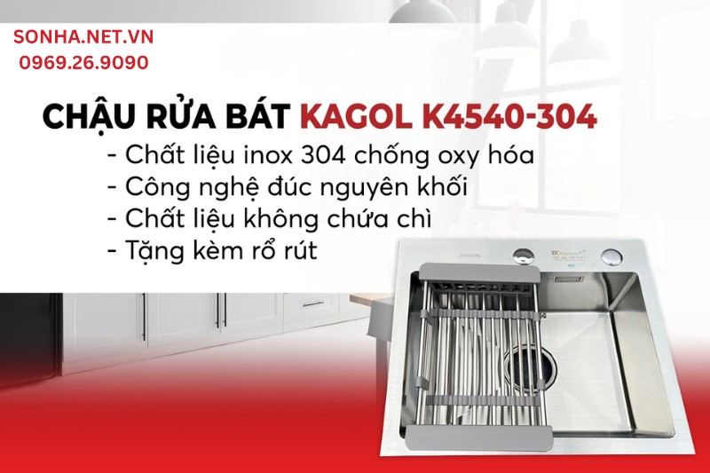 4 ưu điểm chậu rửa bát 1 hố Kagol K4540-304 lọt vào top bán chạy 
