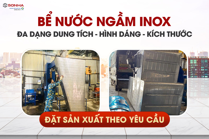 Bể nước inox đa dạng dung tích, đặt sản xuất theo yêu cầu