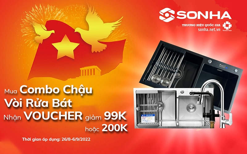 Mua COMBO CHẬU VÒI RỬA BÁT - Nhận ngay VOUCHER 99K hoặc 200K