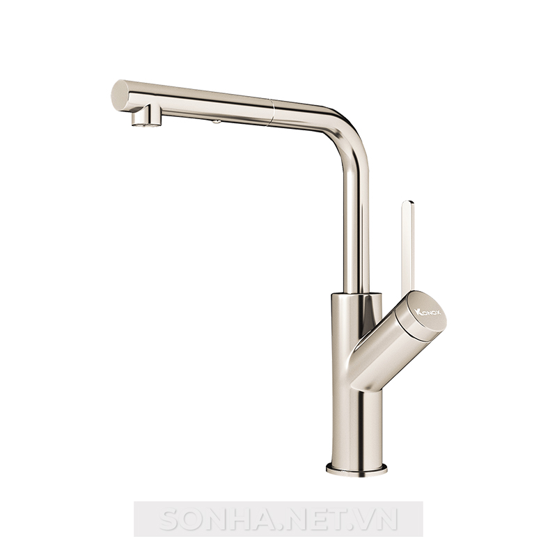 Vòi rửa bát rút dây Konox chế độ 2 đường nước Artan Nickel