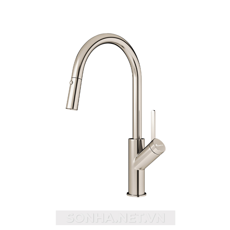 Vòi rửa bát rút dây Konox chế độ 2 đường nước Ponte Nickel