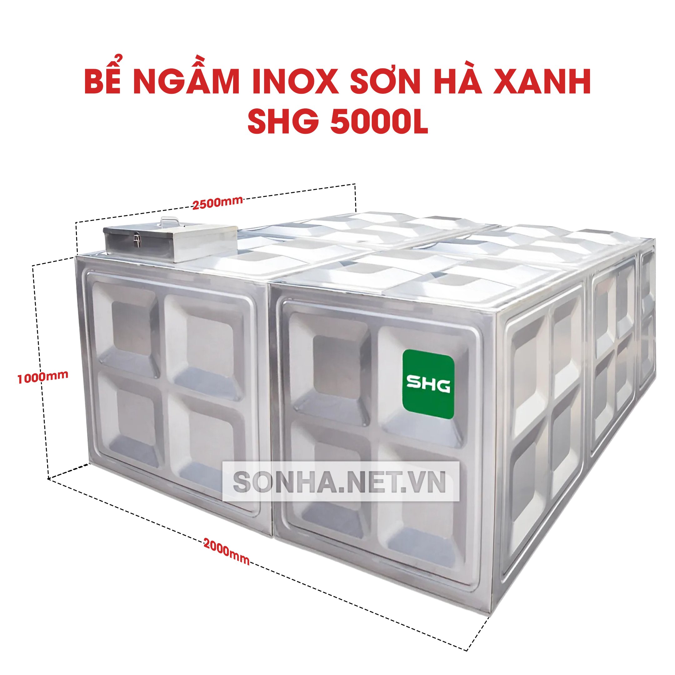 Bể ngầm inox Sơn Hà Xanh SHG 5000L