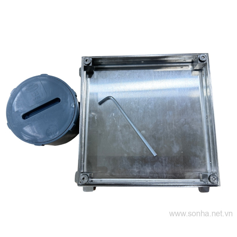Nắp chờ hút bể phốt âm sàn ngăn mùi inox 304, kích thước 25x25