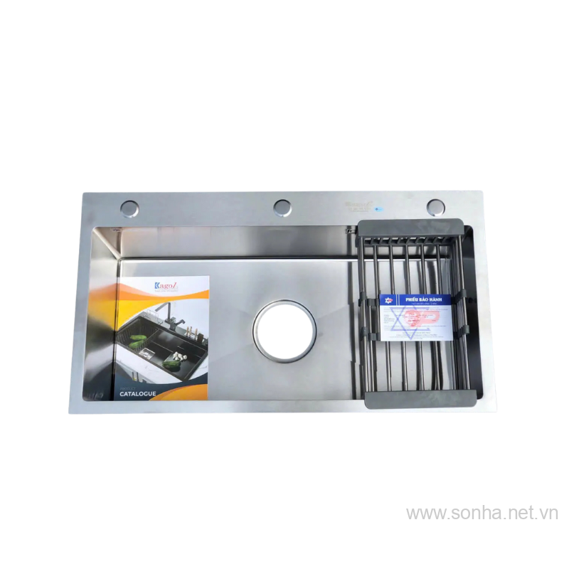 Chậu Rửa Bát Một Hố Inox 201 Kagol K8245 (kt:82x45x24 cm)