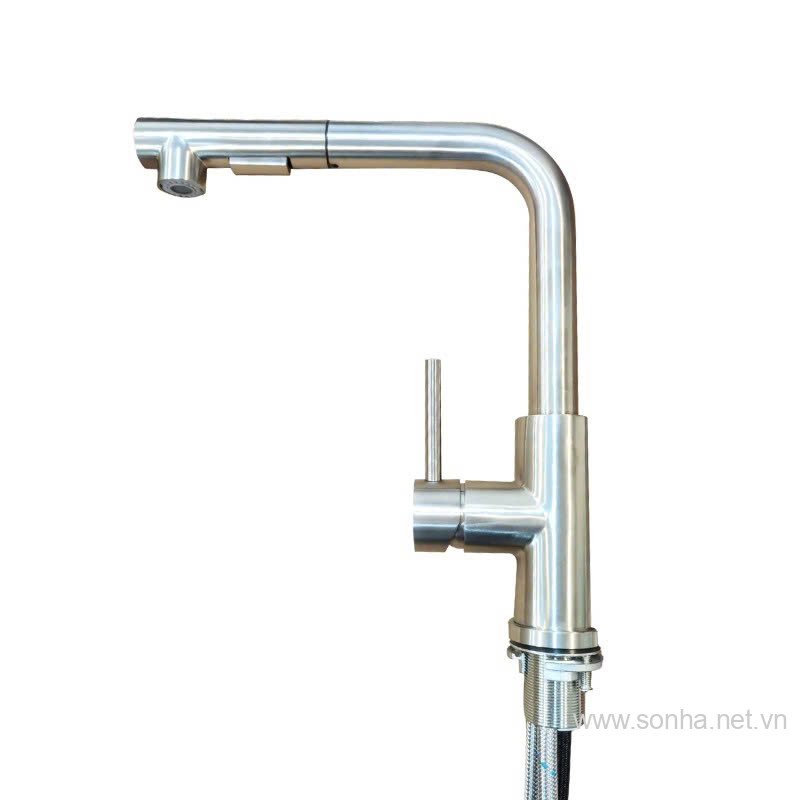 Vòi rửa bát 8KBET hiện đăng mở Kagol K67 inox dây rút cần vuông