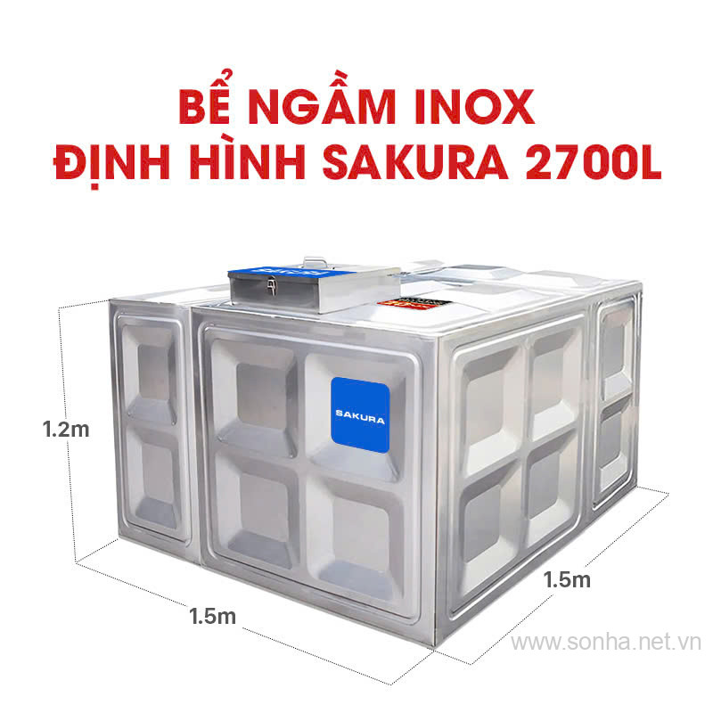 Bể ngầm inox định hình Sakura SK.BID2700L