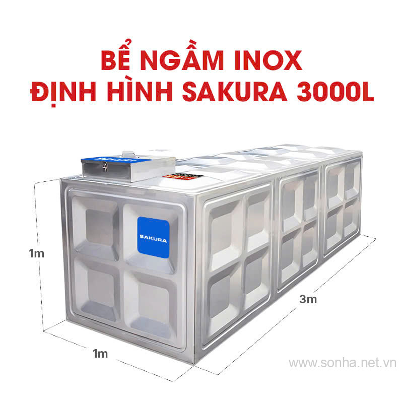 Bể ngầm inox định hình Sakura SK.BID3000L