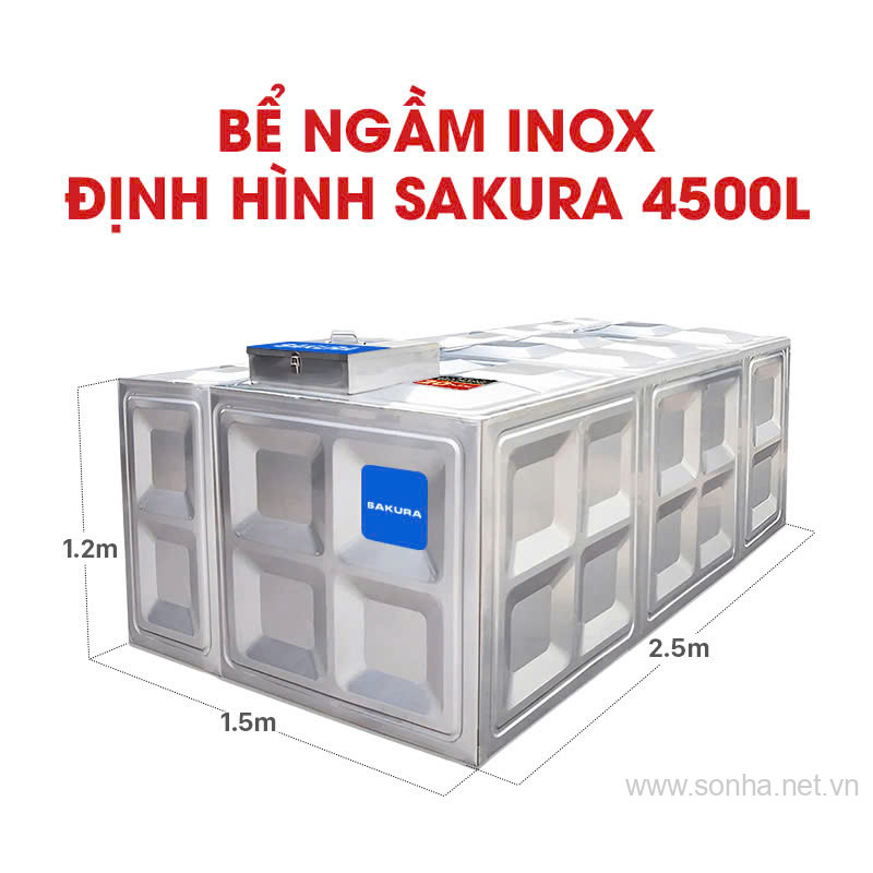 Bể ngầm inox định hình Sakura SK.BID4500L