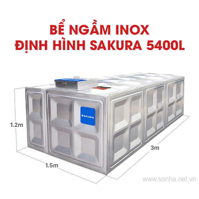 Bể ngầm inox định hình Sakura SK.BID5400L