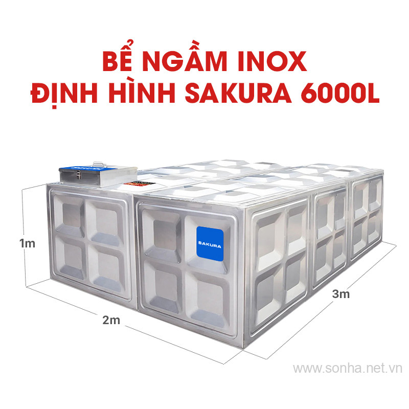 Bể ngầm inox định hình Sakura SK.BID6000L
