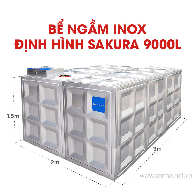 Bể ngầm inox định hình Sakura SK.BID9000L
