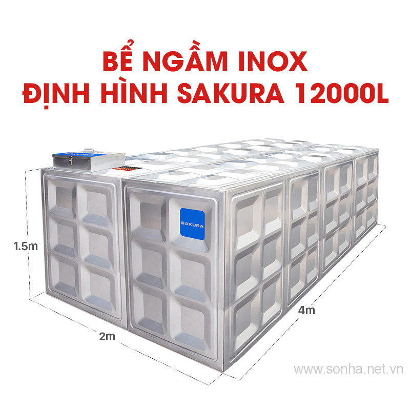 Bể ngầm inox định hình Sakura SK.BID12000L
