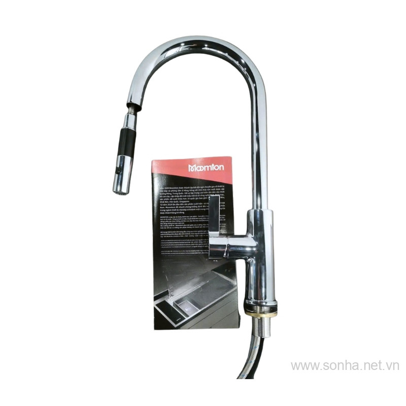 Vòi Rửa Bát Nóng Lạnh Inox,Cần Cứng,Vòi Rút Đầu Tròn Moomton MT291-2HC