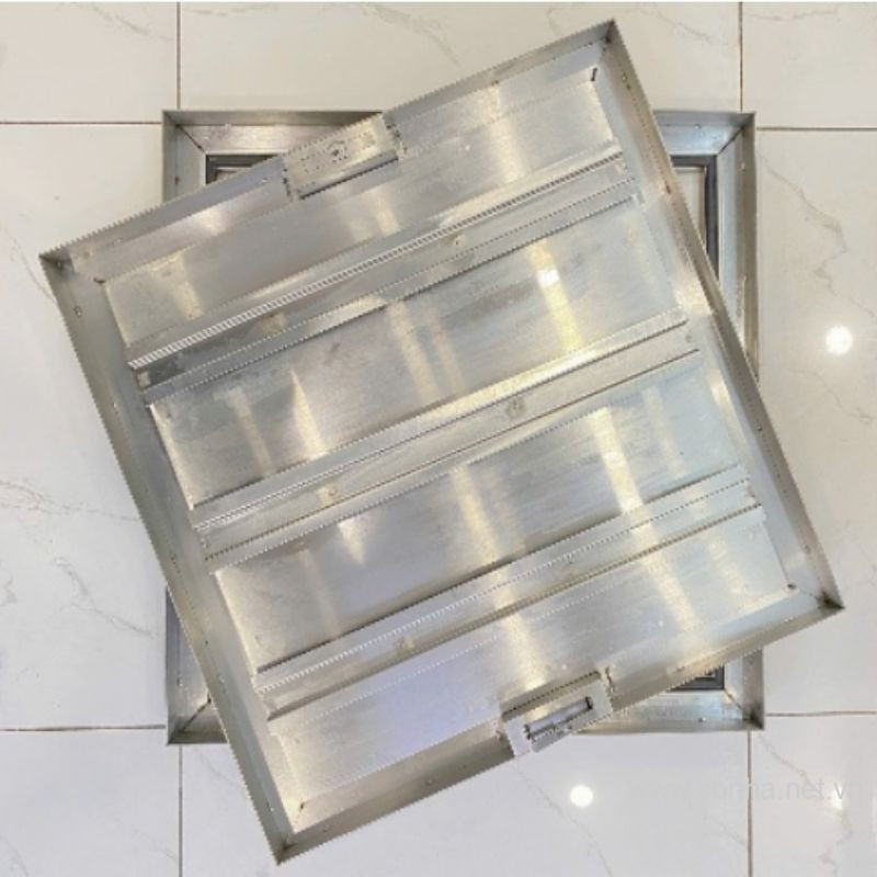 Nắp bể ngầm inox 304 âm sàn 2 viền S50T1VM, chịu tải 1 tấn
