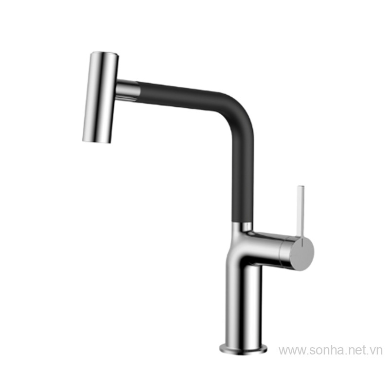 Vòi rửa bát 8KBET hiện đăng mở inox Moonton MT626-2CDH màu mạ crom& đen
