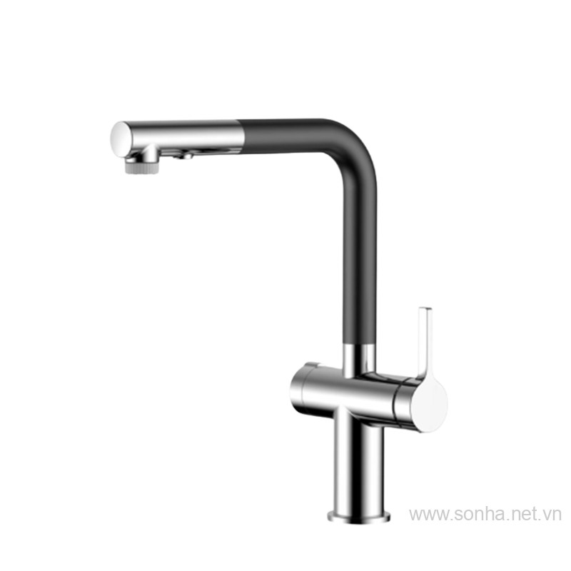 Vòi rửa bát 8KBET hiện đăng mở inox Moonton MT630HC màu đen & crom