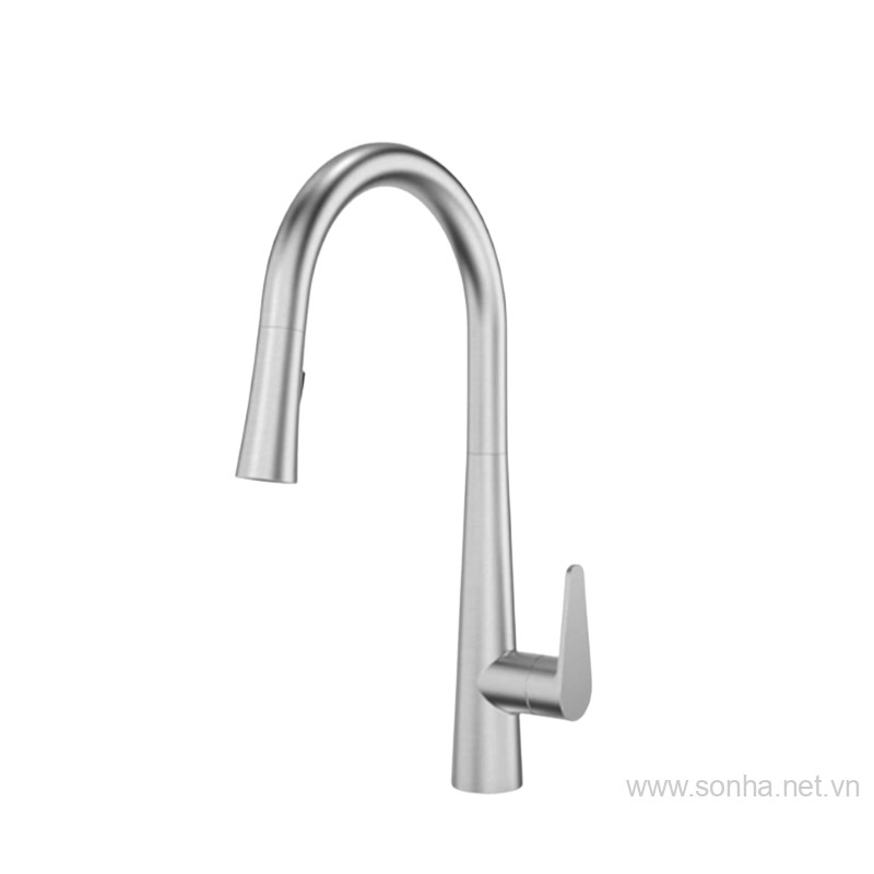 Vòi rửa bát 8KBET hiện đăng mở inox, cần cứng Moonton MT628BNN màu bạc xước