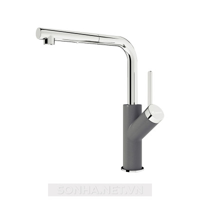 Vòi rửa bát rút dây Konox chế độ 2 đường nước Artan Grey