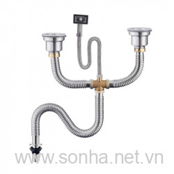 Bộ xi phông bồn rửa chén đôi cao cấp thoát nước nhanh, ngăn mùi bằng inox chắc chắn