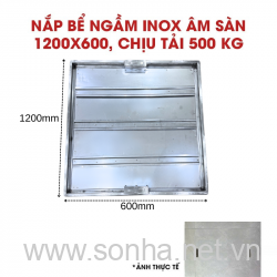  Nắp bể ngầm inox 1200x600, chịu tải 500 Kg